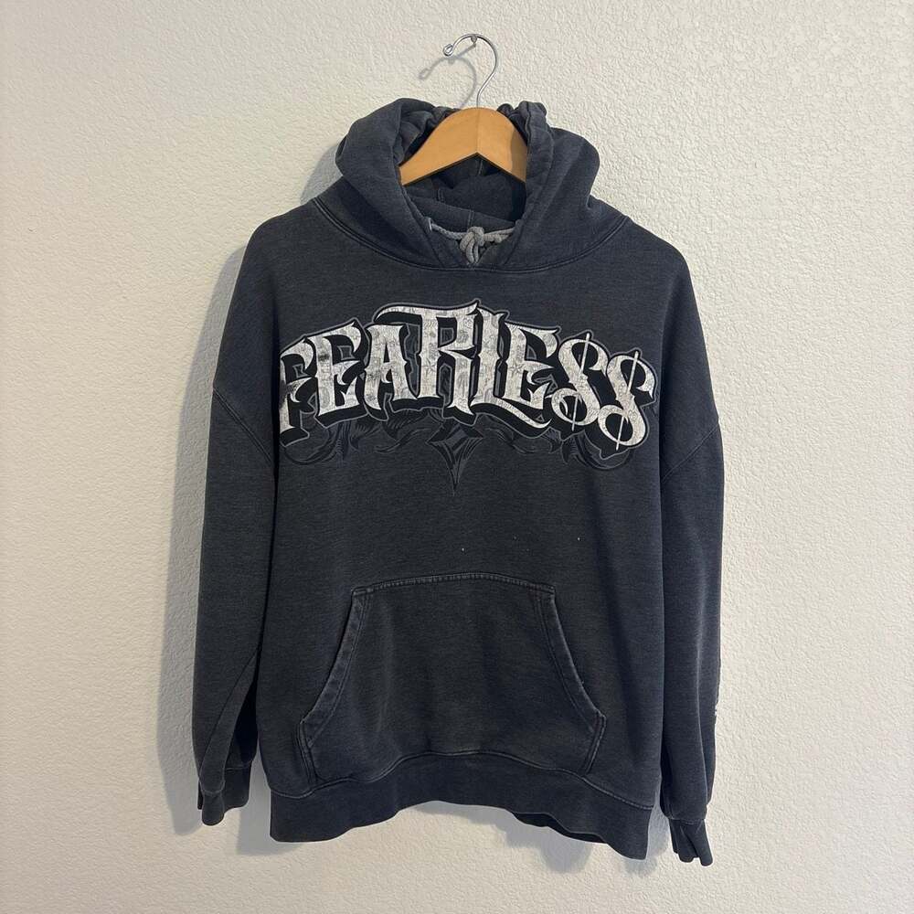 Cyber Y2K Mallgoth Fearless Hoodie Grunge Skate Sweatshirt Mens XL
